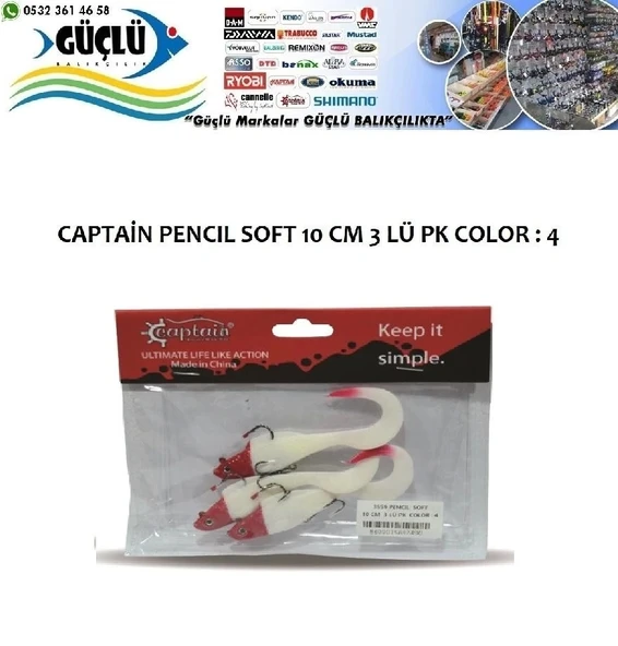 Levrek Turna Silikonu Captaın Pencıl Soft 10 Cm 3 Lü Pk Renk : 4 ürün görseli 1