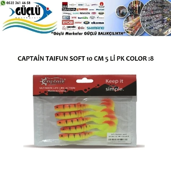 Levrek Turna Silikonu Captaın Taıfun Soft 10 Cm 5 Li Pk Renk :8 ürün görseli