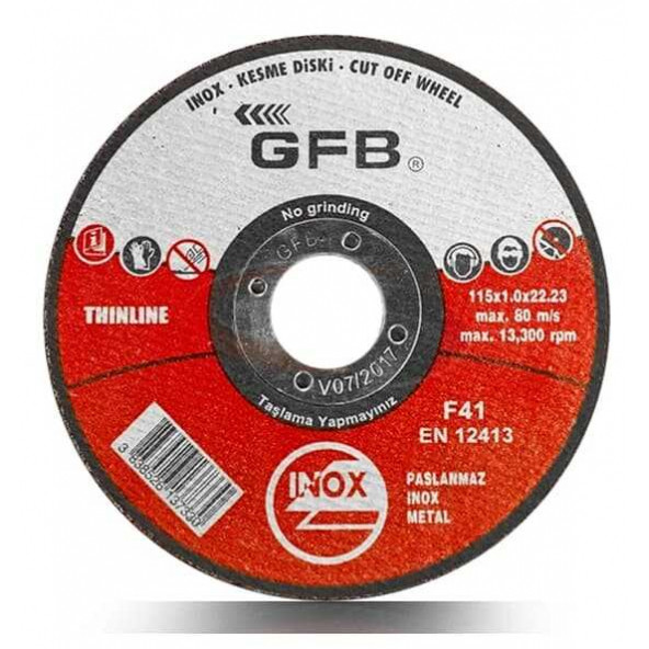 GFB İnox Kesici Taş Disk 180x1.6x22.23mm