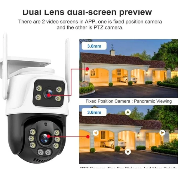 Ozmik CMKR63 4K 8MP PTZ WiFi Kamera Çift Lensli Dış Mekan IP Kamerası İnsan Algılama AI İzleme - 2