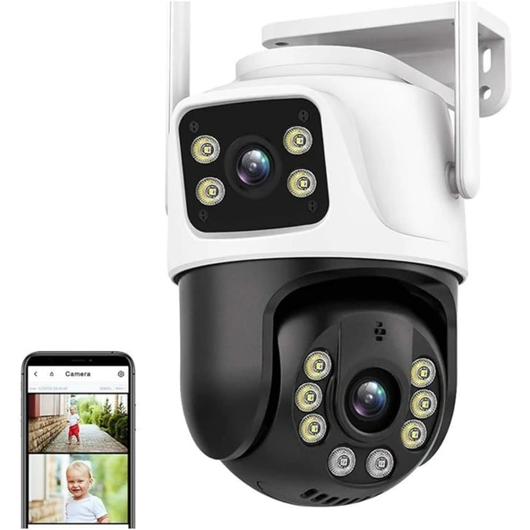 Ozmik CMKR63 4K 8MP PTZ WiFi Kamera Çift Lensli Dış Mekan IP Kamerası İnsan Algılama AI İzleme