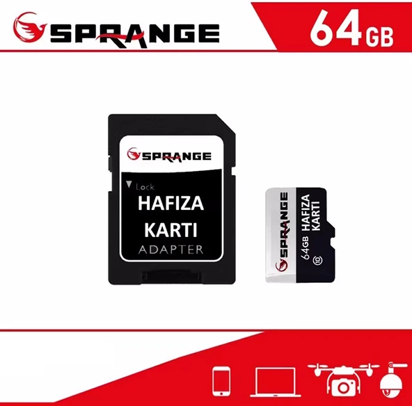 Sprange 64 GB U3 Hafıza Kartı Faster Transfer Speed Class 10 4k Video Kayıt (V30) - 4