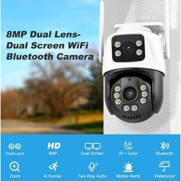Ozmik CMKR63 4K 8MP PTZ WiFi Kamera Çift Lensli Dış Mekan IP Kamerası İnsan Algılama AI İzleme - 3