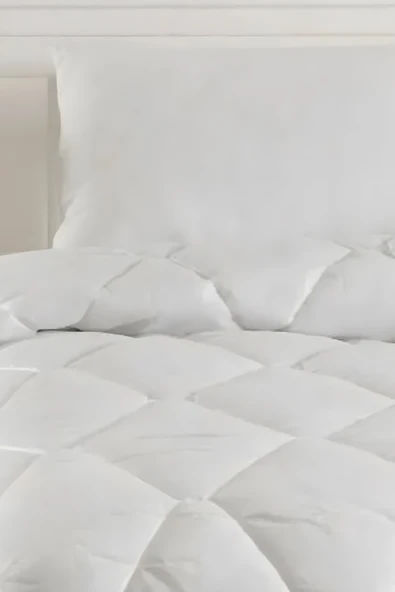 Upstyle Silikon Yorgan Tela Kumaş Tek Kişilik DüzBoya Beyaz - 2