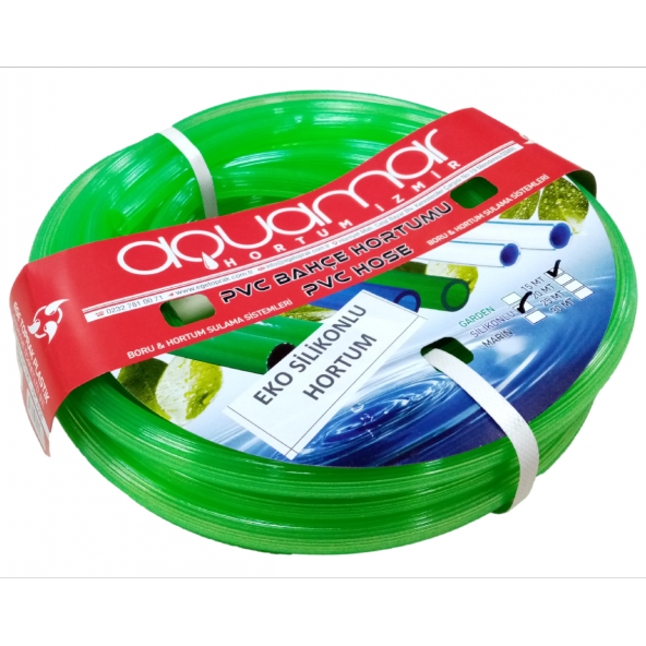 Aquamar Silikonlu Şeffaf Hortum 1/2 20 mt Yeşil - Resim 4