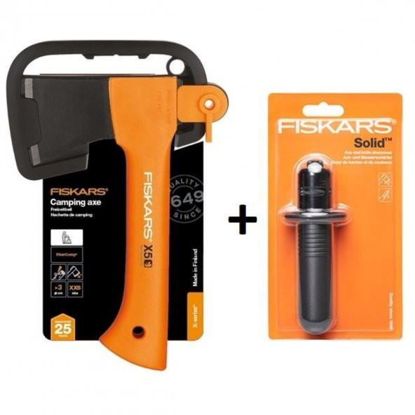 Fiskars X5 Kamp Baltası Ve Bileme Aparatı Seti