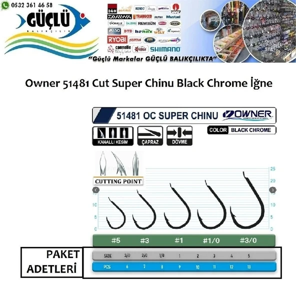 Owner 51481 Cut Super Chinu Black Chrome İğne No:2/0 - 3