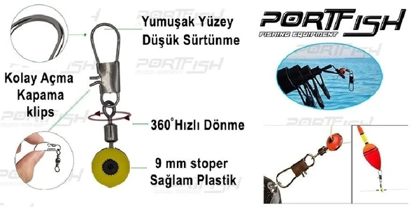 Portfish Bl-6015 Stoperli Fırdöndülü Klips M Beden - 3