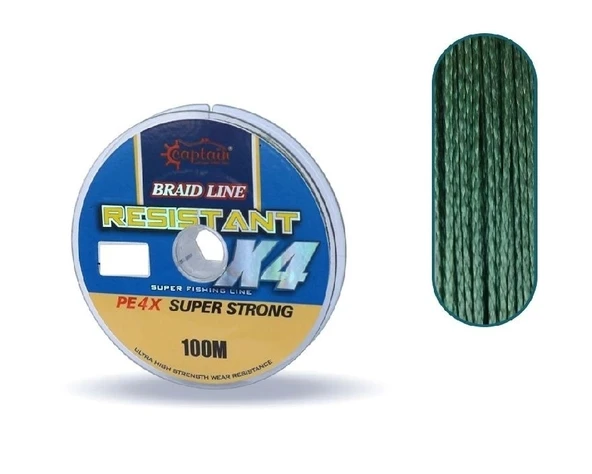 Captain Resistant Pe 4 Kat İp Misina 100Mt 0,08Mm Yeşil