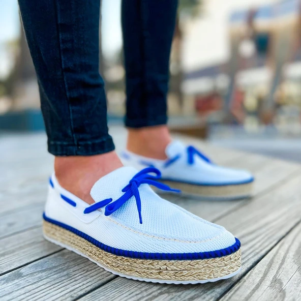 Espadril Erkek Ayakkabı BEYAZ / SAX MAVI