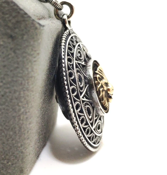 ASLAN BAŞLI TELKARİ GÜMÜŞ ANAHTARLIK - 2