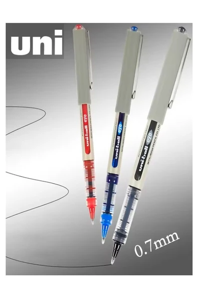 Kırmızı Pilot Kalem 3 Adet Uniball Eye Fine 0.7 mm Roller Pilot Kalem Ub-157 Roller Uçlu Likit Mürekkepli Pilot Kalem - 3