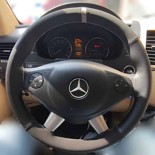 DİKİŞLİ DİREKSİYON KILIFI NOKTALI DERİ NUBUK DERİ GRİ YÜZÜK / DİKİŞLİ MERCEDES SPRİNTER 2014 SONRASI ürün görseli