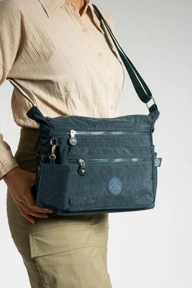 Klinkır Kadın Omuz Çantası Çok Cepli 30*20 Cm Su İtici Kumaş Bayan Çapraz Askılı Postacı Çanta - 12