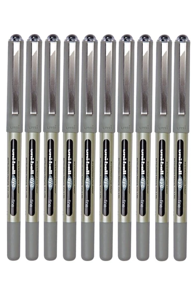 Siyah Pilot Kalem 10 Adet Uniball Eye Fine 0.7 mm Roller Pilot Kalem Ub-157 Roller Uçlu Likit Mürekkepli Pilot Kalem