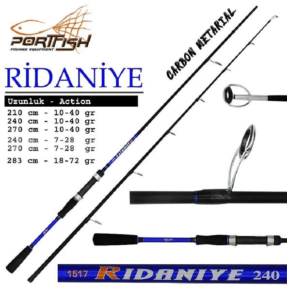 Spin Kamışı Portfish Ridaniye Spin 240 Cm Olta Kamışı 2P 10-40Gr - Resim 3