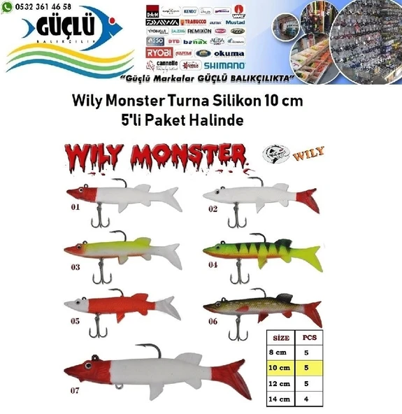 Turna Silikonu 10 Cm Wily Monster 5’Li Paket Renk:5 ürün görseli 1