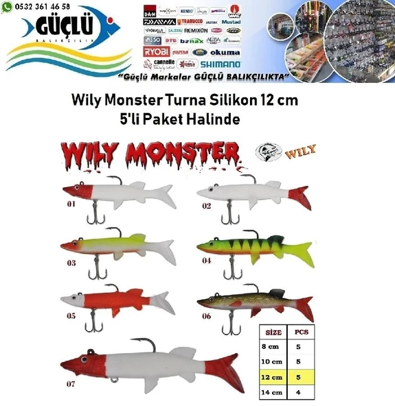 Turna Silikonu 12 Cm Wily Monster 5’Li Paket Renk:1 ürün görseli