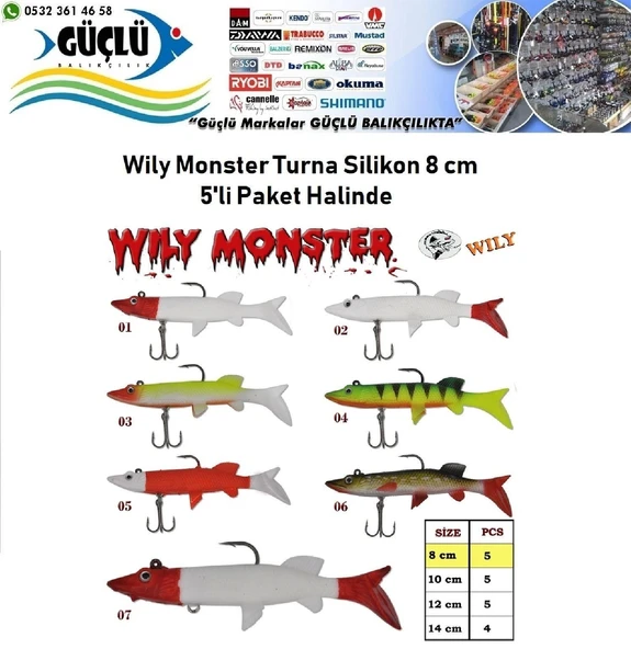 Turna Silikonu 8 Cm Wily Monster 5’Li Paket Renk:4 - Resim 2
