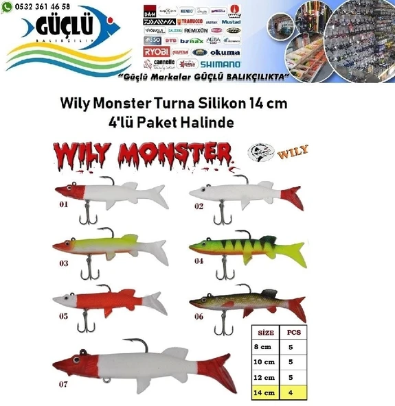 Turna Silikonu 14 Cm Wily Monster 4’Lü Paket Renk:2 - Resim 2