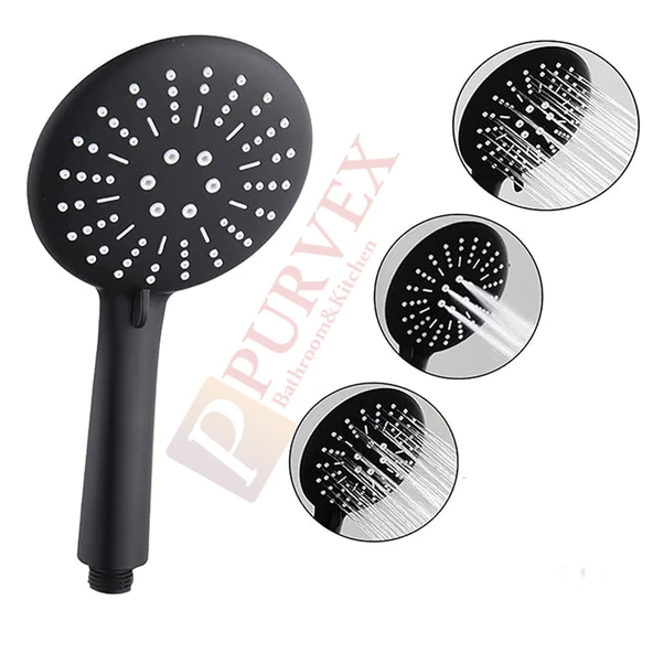 Black Sun Siyah Sürgülü Duş Seti 3 Fonksiyonlu Duş Başlığı  1.5M Lüx Duş Hortumu - 3