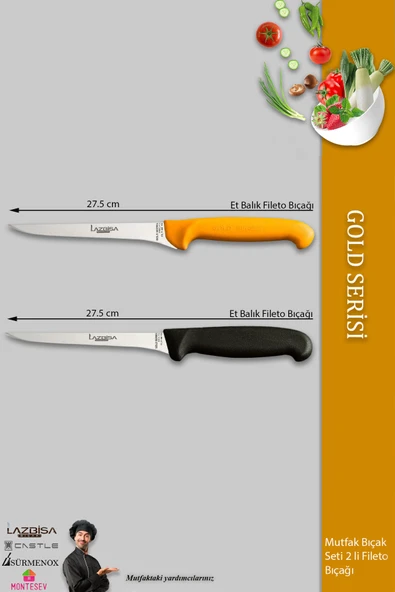 LAZBİSA Gold Incisive Serisi Balık Fileto Bıçağı Et Steak Bıçak Mutfak Bıçak ( Mtf-057 ) - 2