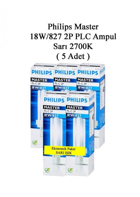 Philips Master 18W/827 2P PLC Ampul Sarı 2700K ( 5 Adet )
