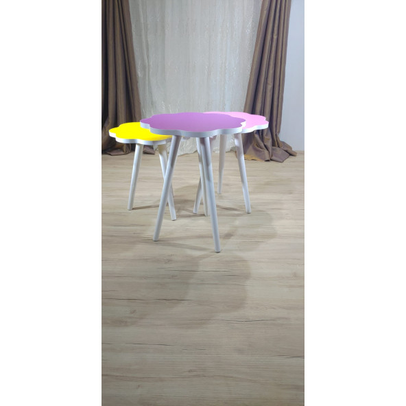 SEHPA PAPATYA 3 LÜ 40 CM ZİGON SEHPA TAKIMI RENGARENK - 3