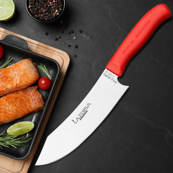 LAZBİSA Mutfak Bıçak Seti Et Meyve Sebze Gold Serisi Eğri Şef No 2 Şef Bıçağı