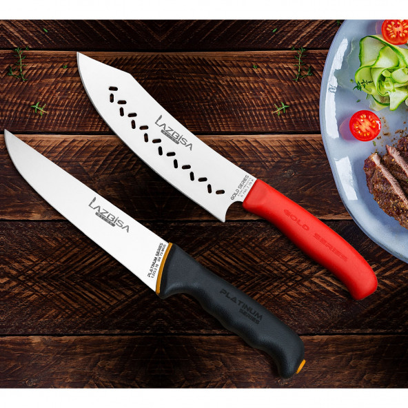 LAZBİSA Mutfak Bıçak Seti Et Ekmek Sebze Şef Bıçağı 2 Li Set