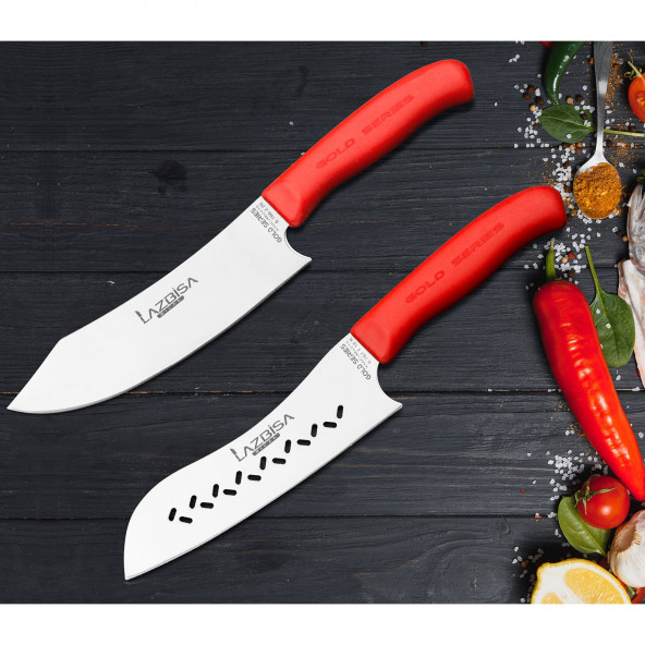 LAZBİSA Mutfak Bıçak Seti Et Ekmek Sebze Şef Bıçağı Gold Serisi