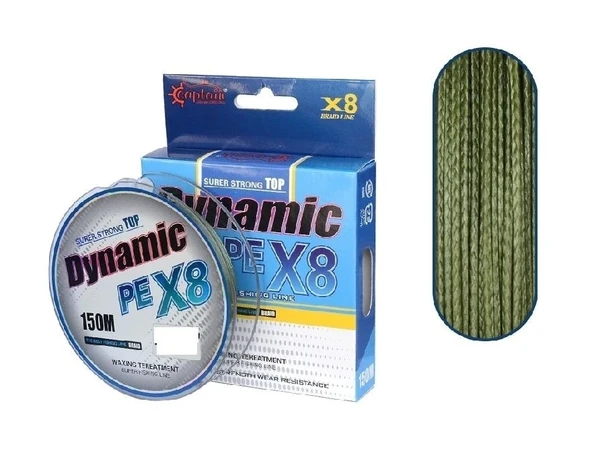 Captain Dynamic Soft Pe 8 Örgü Spin İp Misina 150Mt Yeşil 0,14Mm ürün görseli