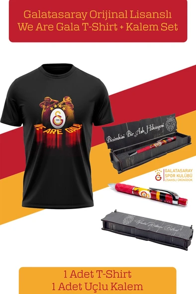 Galatasaray Orijinal Lisanslı We Are Gala T-Shirt + Uçlu Kalem Set Hediyelik Ahşap Kutulu - Resim 2