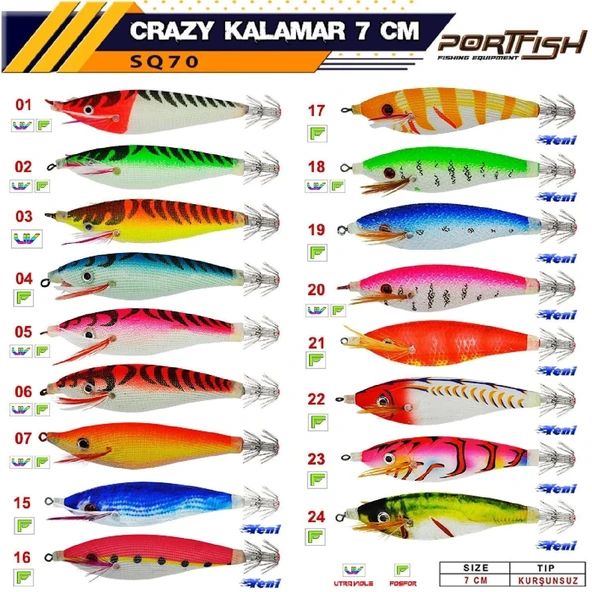 Portfish Crazy SQ70 7CM KALAMAR ZOKASI RENK:17 - 2