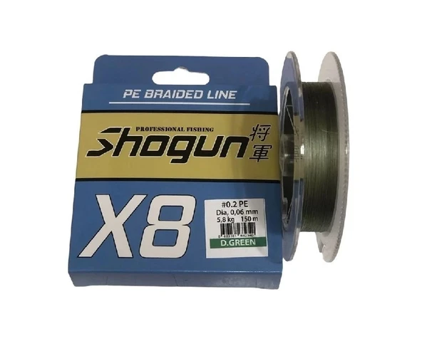 Shogun 8X 150 Mt 0,10Mm İp Misina Dark Green ürün görseli