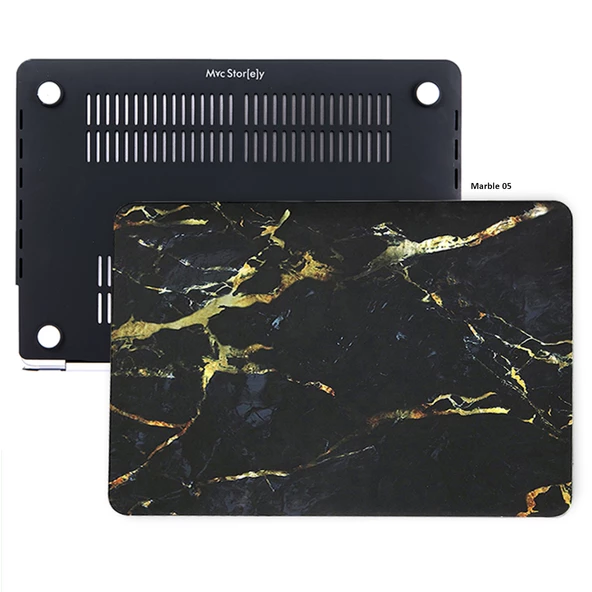 MacBook Pro Retina 13 inç Kılıf A1502 A1425 Mermer Desen Mat Sert Kapak UV Baskı - 7