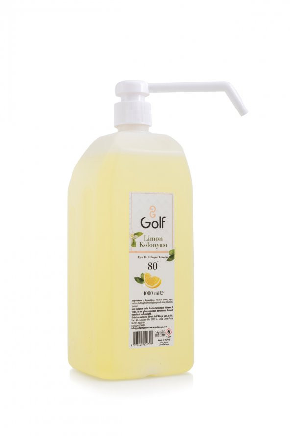 Golf Cosmetics Limon Kolonyası Pompalı 1000 ML 80 Derece