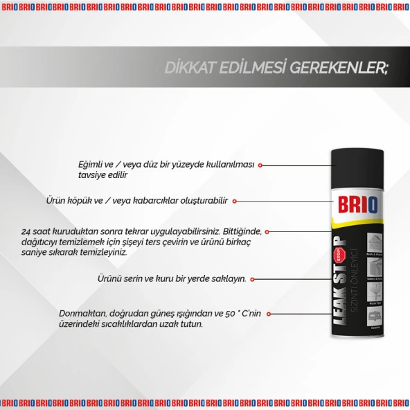 Brio Sızdırmazlık Sprey Sızıntı Önleyici Su Geçirmez Sprey Siyah 500Ml - Resim 4