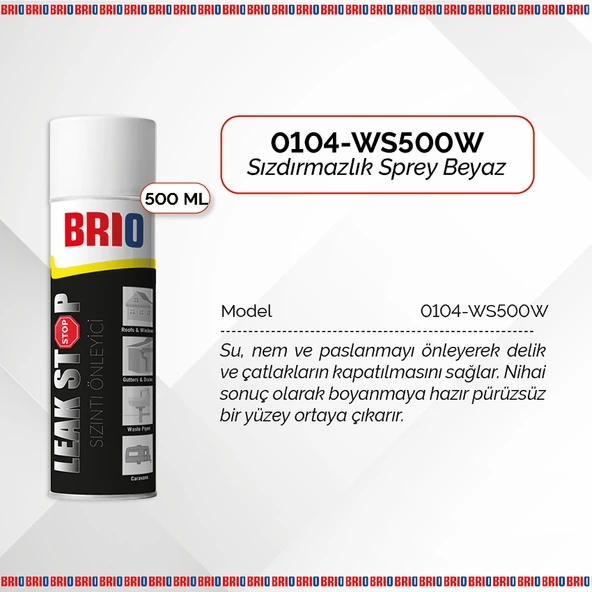 Brio Sızdırmazlık Sprey Sızıntı Önleyici Su Geçirmez Sprey Beyaz 500Ml - Resim 2