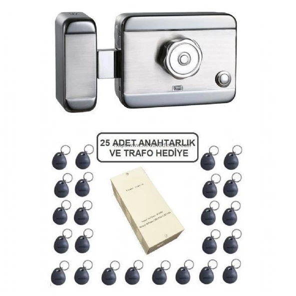 Marelli SMART motorlu otomat SESSİZ-GÜVENLİ elektrikli trajlı apartman kapı kilidi + kartlı sistemi + trafosu + 25 çip - 2