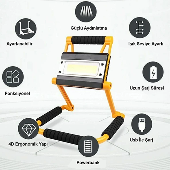 Watton Wt-328 1300 Lümen Güçlü Şarjlı Projektör - 3