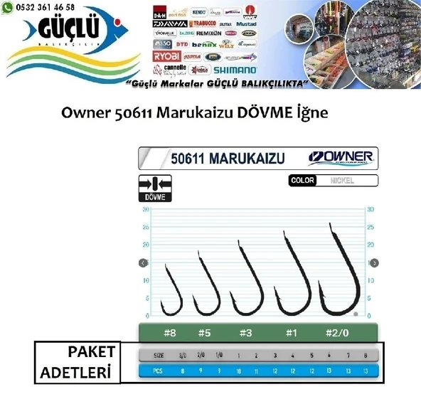 Dövme İğne Mükemmel Kalite Owner 50611 Marukaizu İğne No: 1 - 3