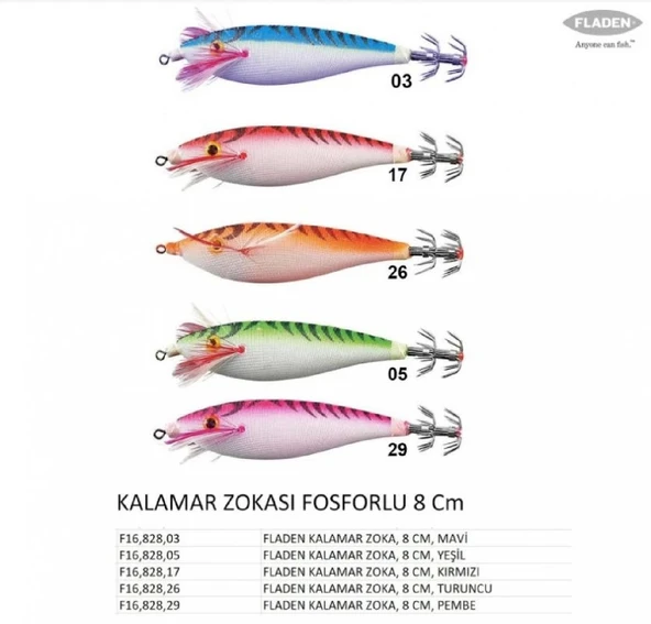 Fladen Kalamar Zokası Kurşunsuz Fosforlu 8Cm Renk:05