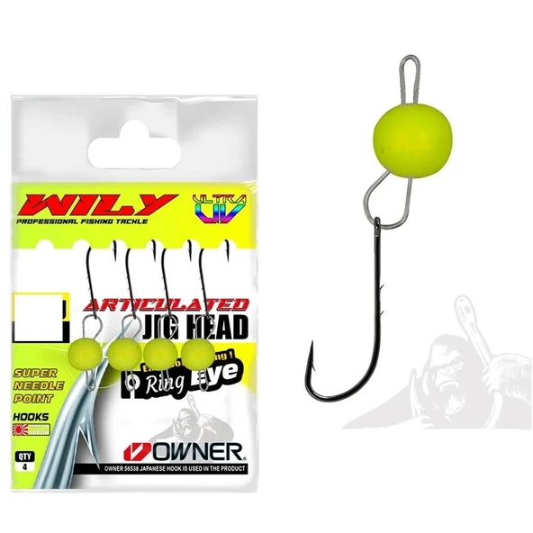 Wily Jig Head Mafsallı Owner İğneli Limon 2 gr