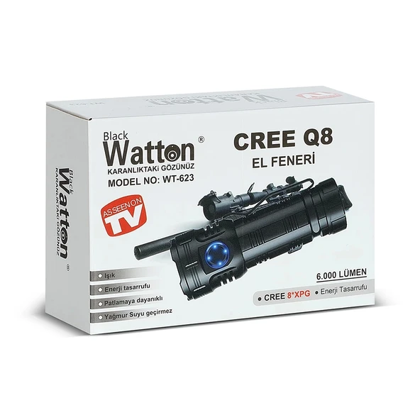WATTON WT-623 CREE Q8- XPG 8+1 LED ŞARJLI EL FENERİ - 2