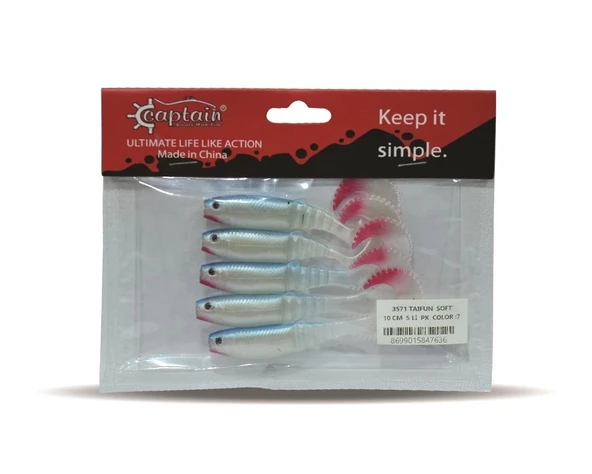 Captaın Taıfun Soft 10 Cm 5 Li Pk Levrek Turna Silikonu  Renk :7 - Resim 2