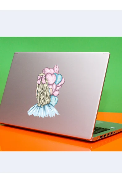 Pembe, Mavi Balonlu Kız Cam, Duvar Sticker - Resim 3