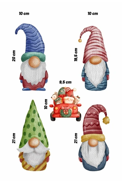 Cüceler Yılbaşı Temalı Noel Desenli Dekoratif Cam Duvar Sticker - 2