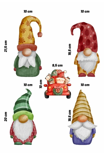 Cüceler Yılbaşı Süslemeleri Noel Desenli Dekoratif Cam Duvar Sticker - 2