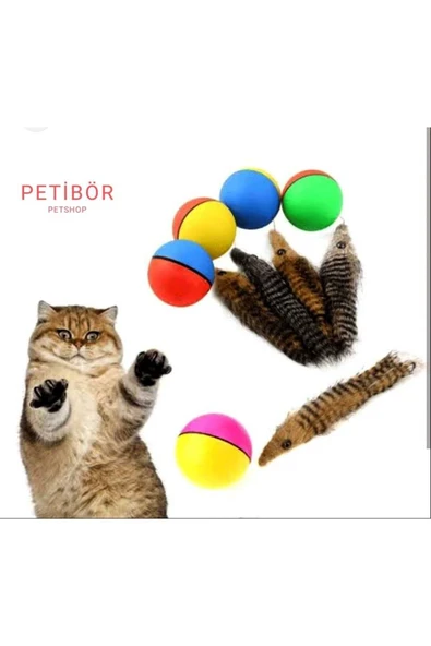 Beavers Ball Hareketli Sesli Peluş Toplu Fare Pilli Kedi Oyuncağı
